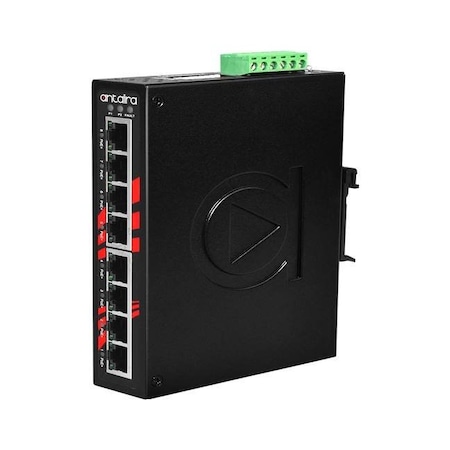 Antaira 8-Port Industrial PoE+ Unmanaged Ethernet Switch, w/8-10/100Tx EOT: -40~75C LNP-0800-T
